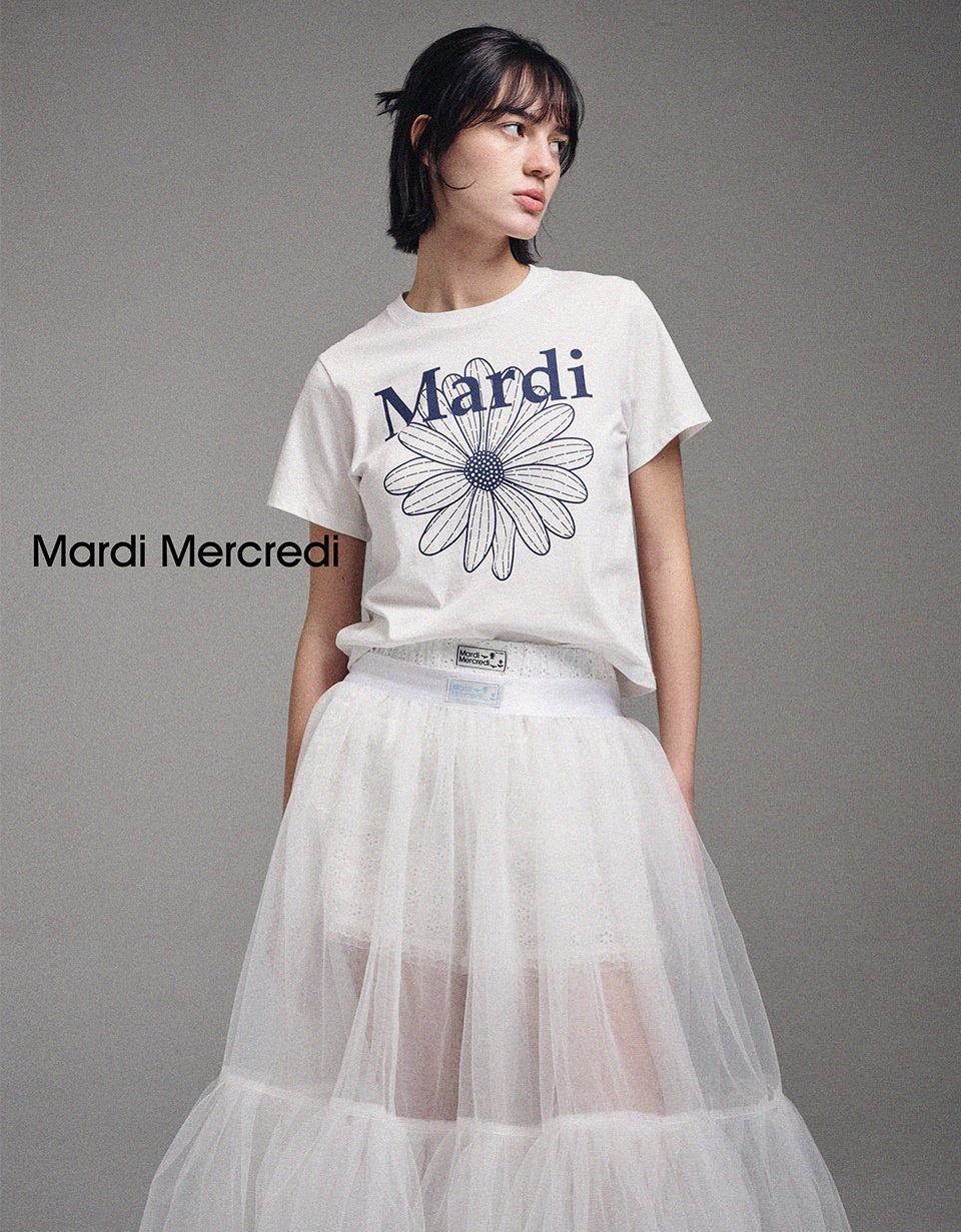 SLIM TSHIRT FLOWERMARDI_IVORY NAVYの画像